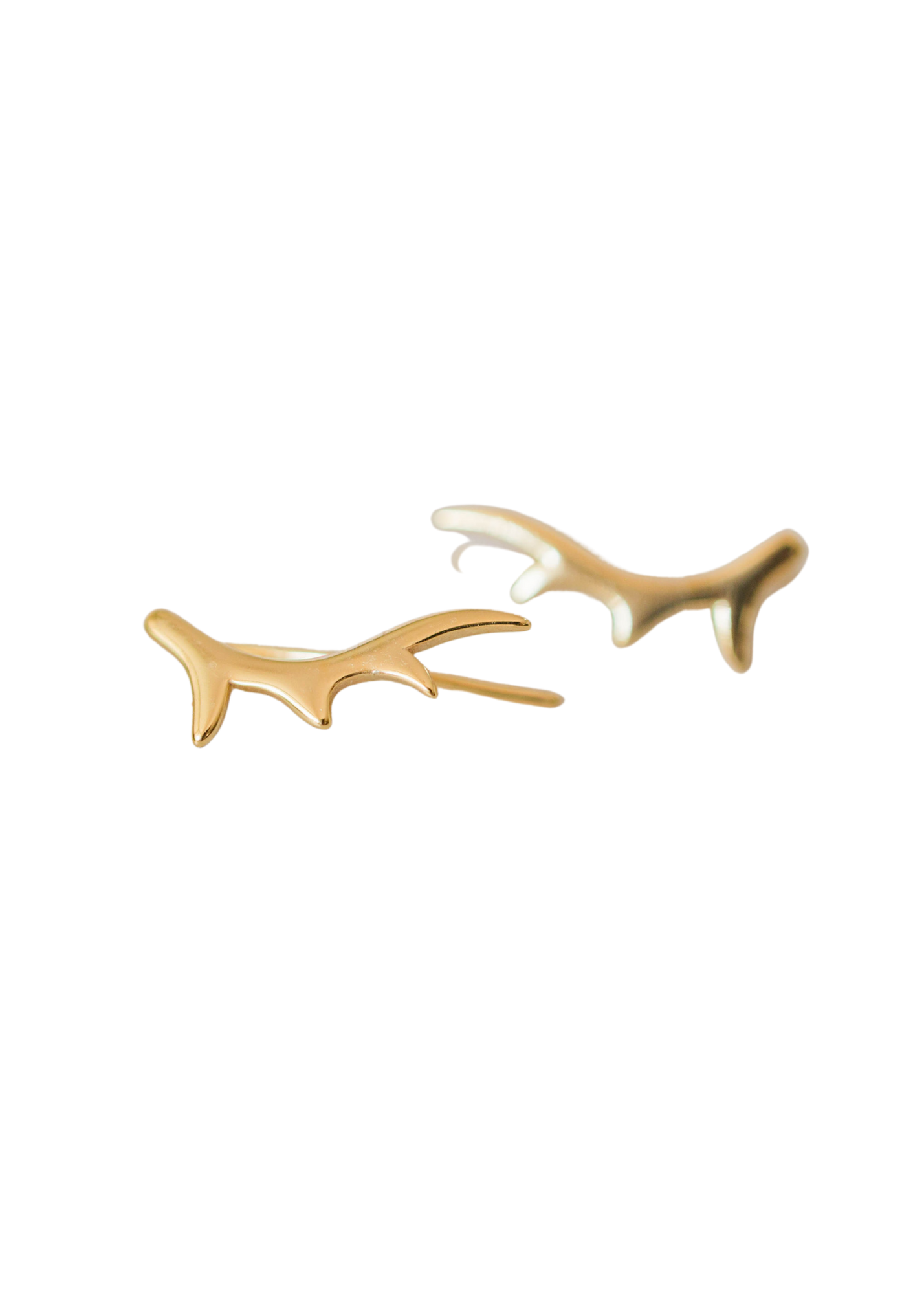 Gold Antler Crawler Earrings