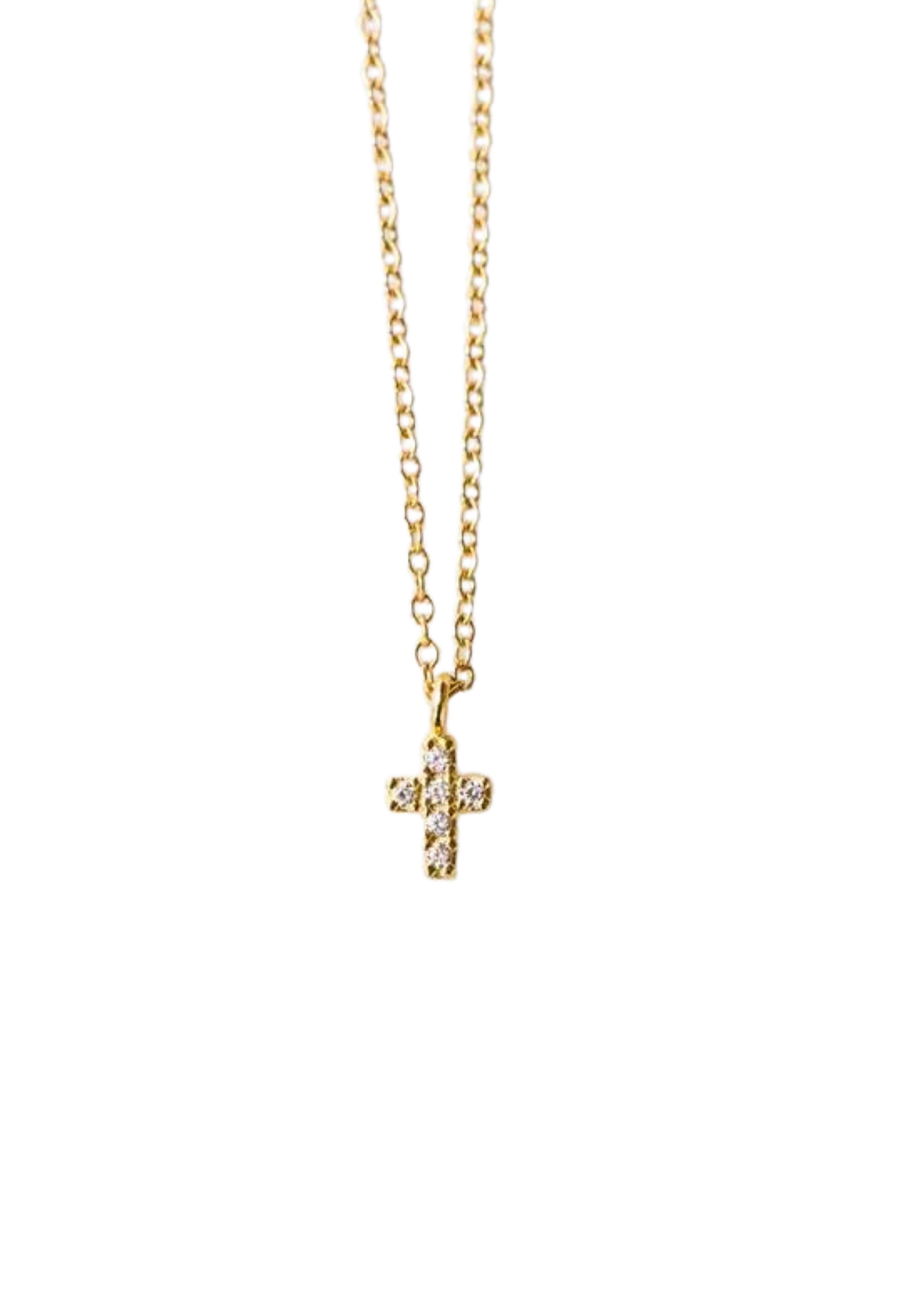 Cross Necklace - Gold Cubic Zirconia