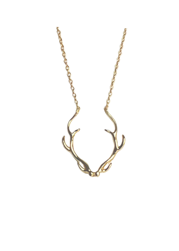 Gold Dainty Antler Necklace