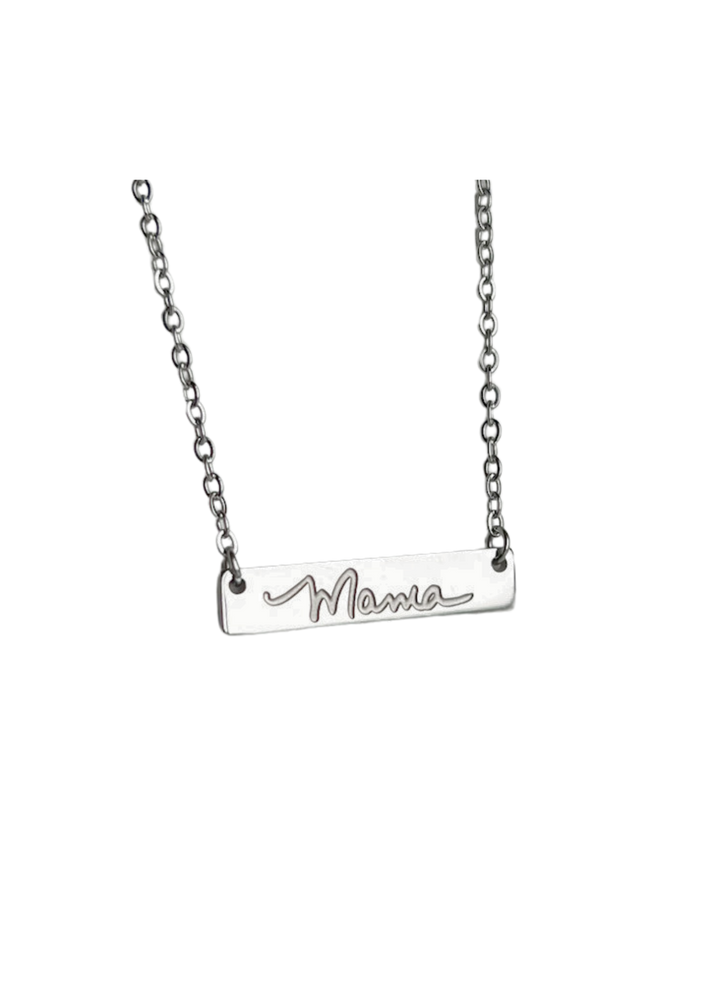 Mama Bar Necklace in Silver