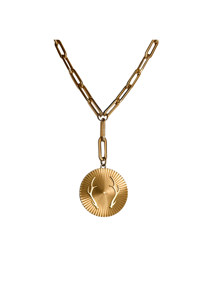 Antler Sunburst Drop Pendant Necklace
