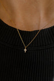Cross Necklace - Gold Cubic Zirconia