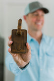 Leather Antler Luggage Tag