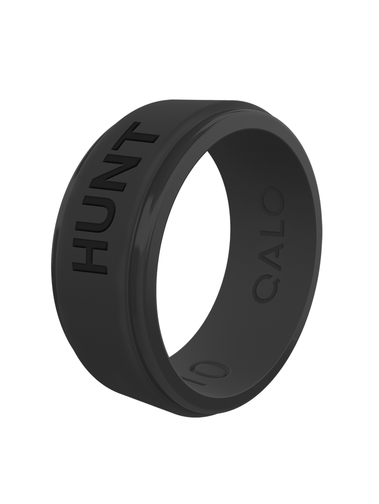 Men's Eva Shockey Hunt Black Metallic Step Edge Polished Silicone Ring