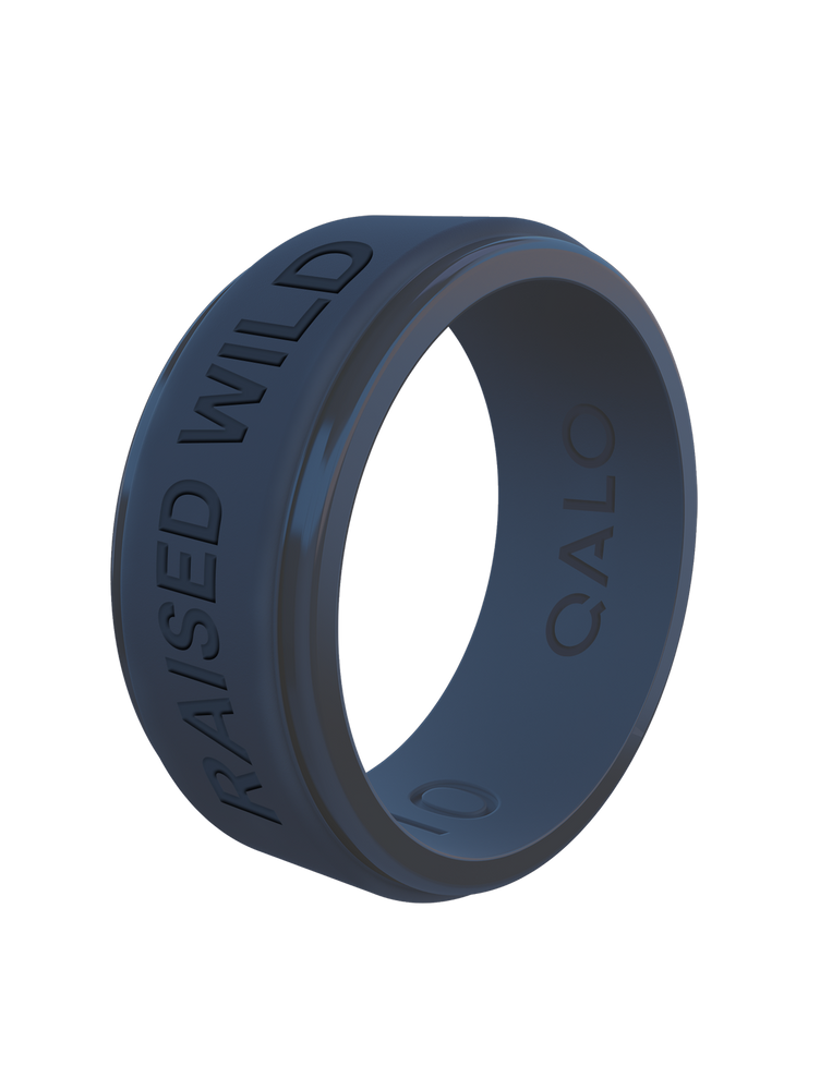 Men's Eva Shockey Raised Wild Midnight Blue Polished Step Edge Ring