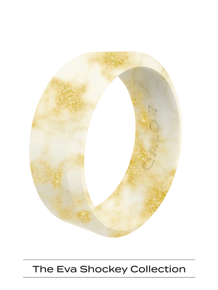 Women's QALO Ring- Cream Gold Metallic Marble