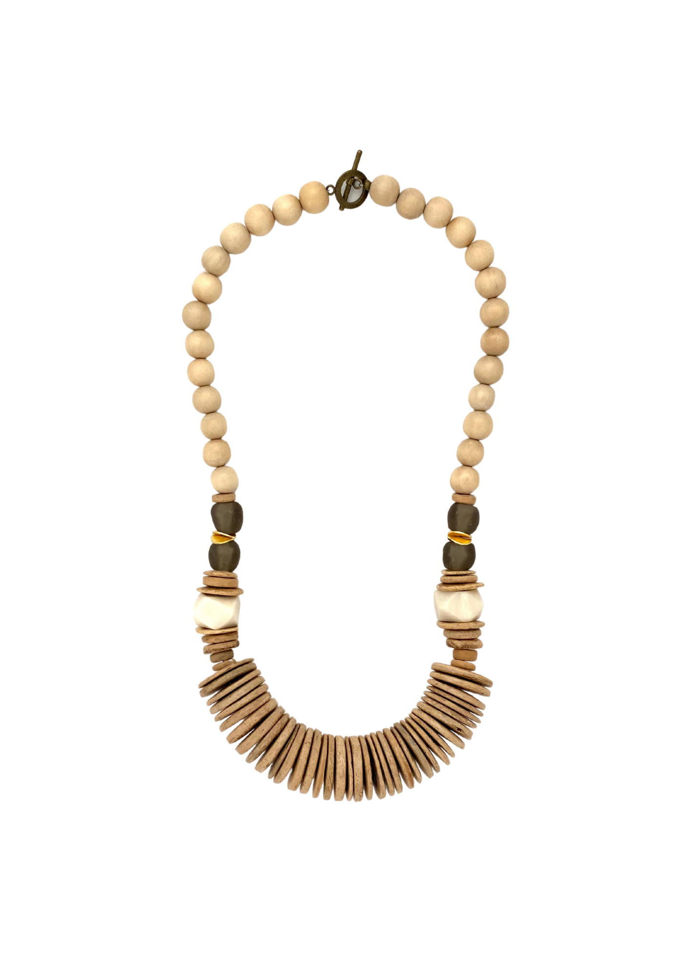 Wyoming Necklace - Natural Wood & Gray
