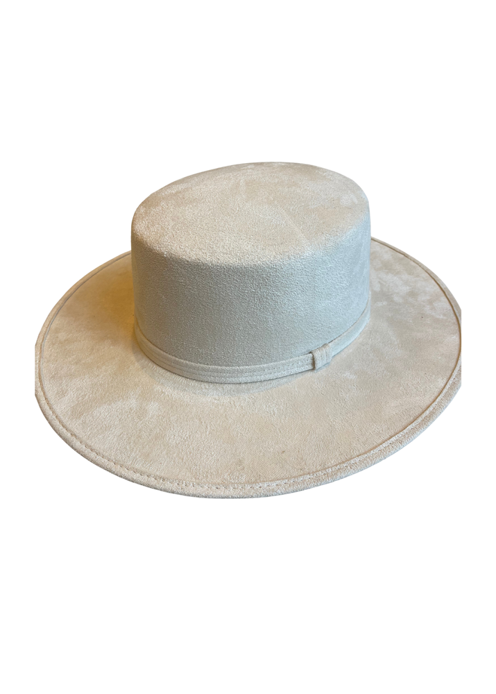 Western Style Suede Hat- Ivory