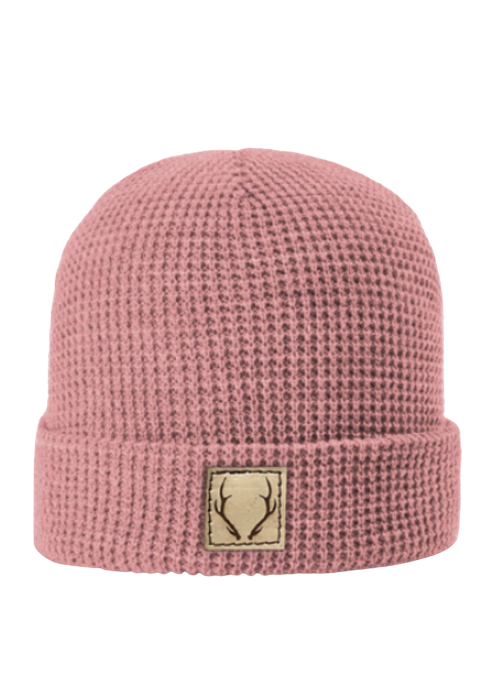 Waffle Knit Beanie in Blush