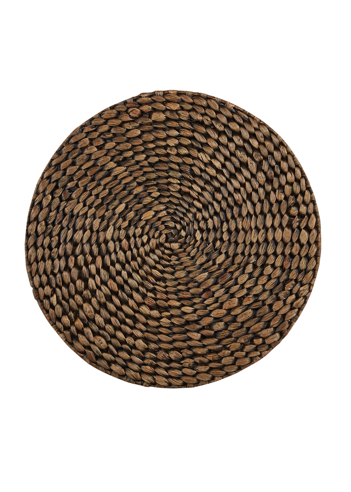 Braided Hyacinth Round Placemat- Brown