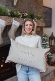 Merry & Bright Pillow Cover - Gray & Cream