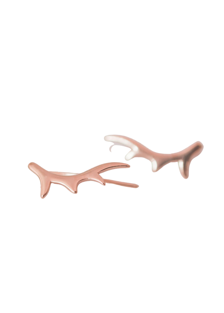 Rose Gold Antler Crawler Earrings