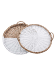 White & Brown Rattan Basket Tray Set