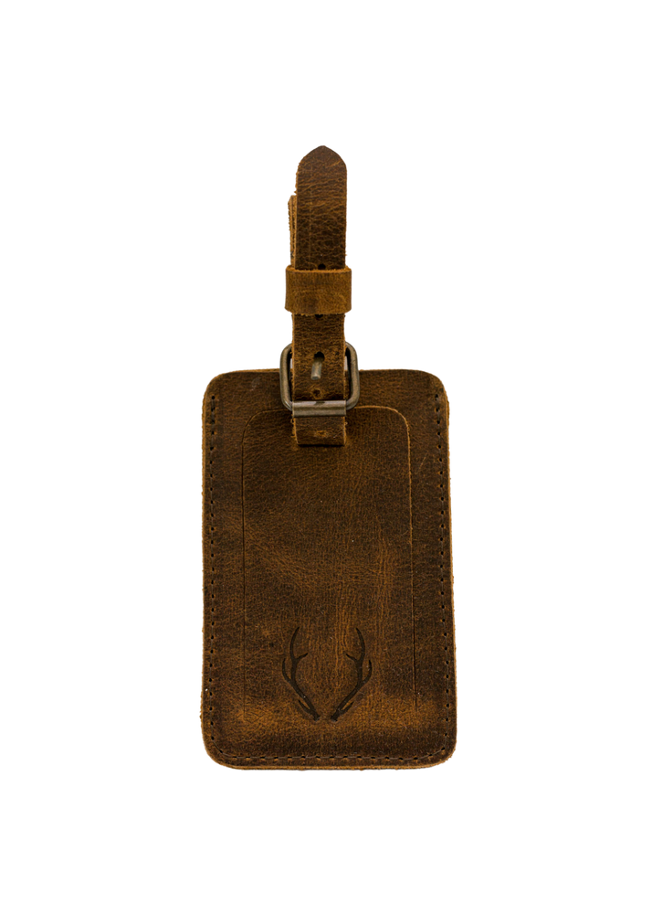 Leather Antler Luggage Tag