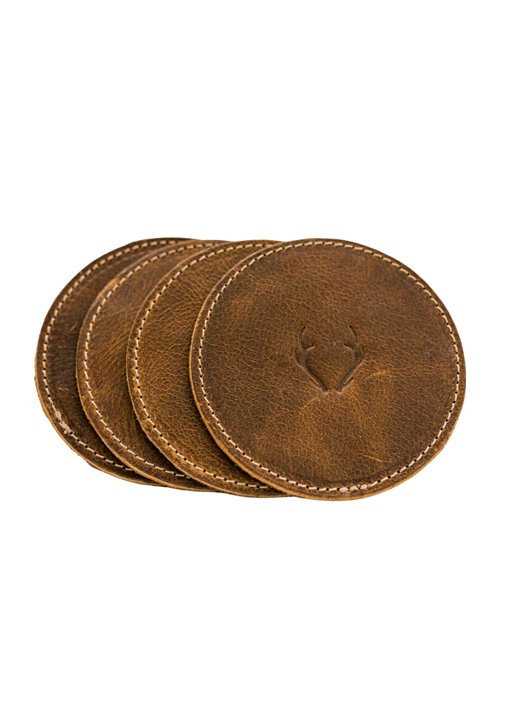 Leather Antler Coasters (Set of 4)