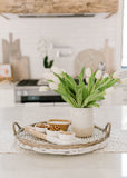 White & Brown Rattan Basket Tray Set