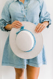 Western Style Suede Hat- Ivory