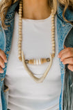 Vail Necklace- Natural Wood & Gray