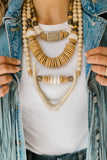 Vail Necklace- Natural Wood & Gray