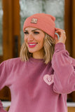 Waffle Knit Beanie in Blush