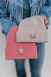 Waffle Knit Beanie in Blush