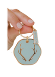 Dusty Blue Antler Enamel Keychain
