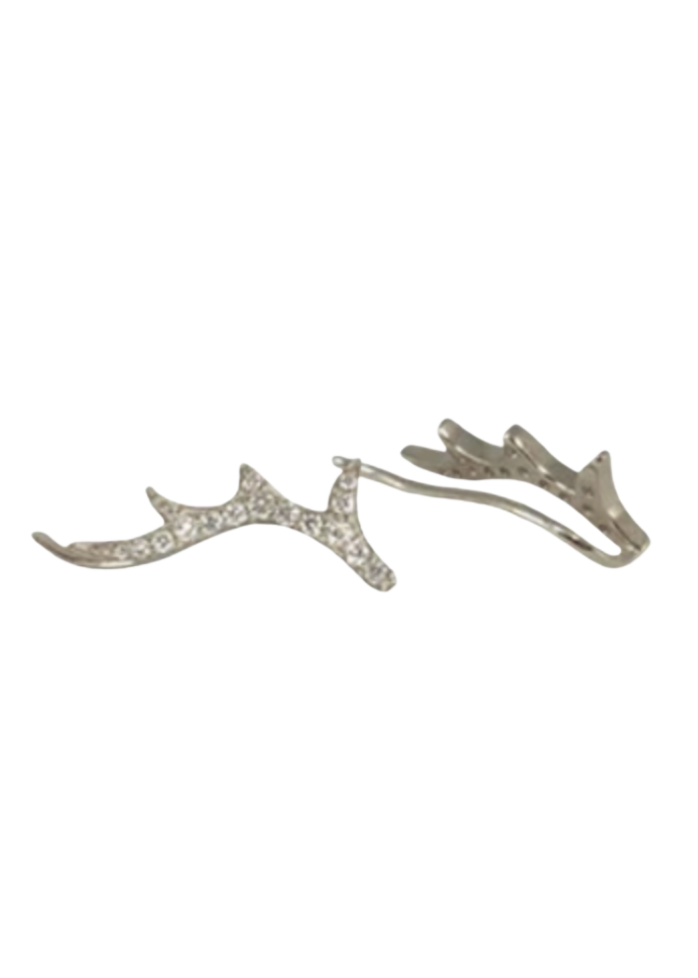 Silver Cubic Zirconia Antler Crawler Earrings Eva Co