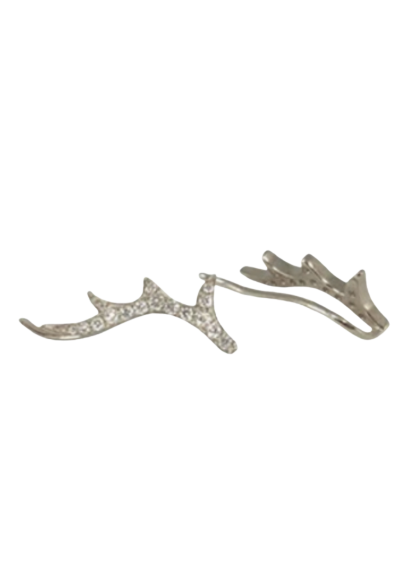 Silver - Cubic Zirconia Antler Crawler Earrings