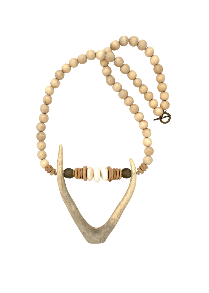 Vail Necklace- Natural Wood & Gray