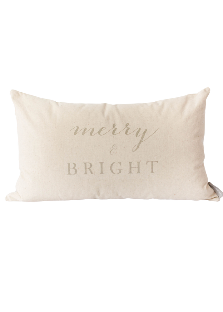 Merry & Bright Pillow Cover - Gray & Cream