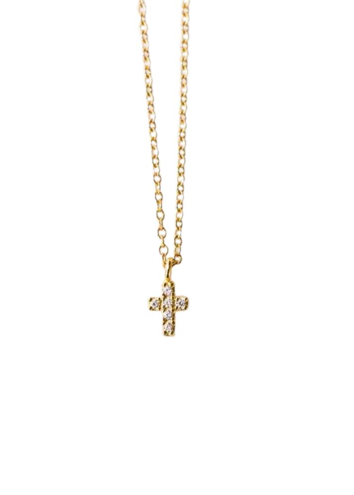 Cross Necklace - Gold Cubic Zirconia
