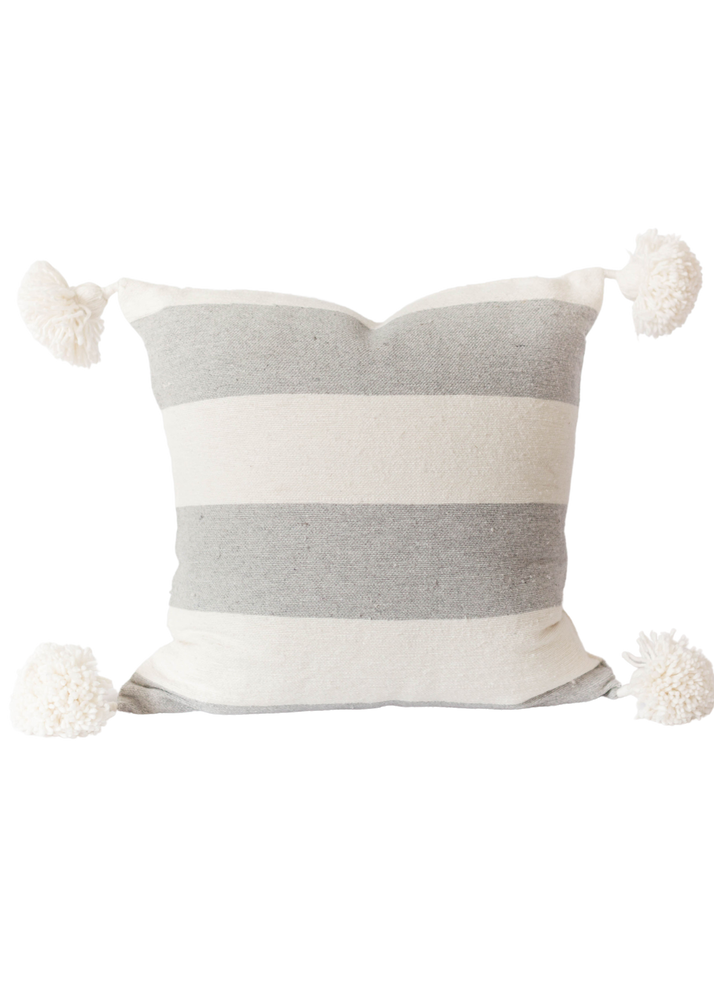 Tassel Pillow Cover- Gray & White